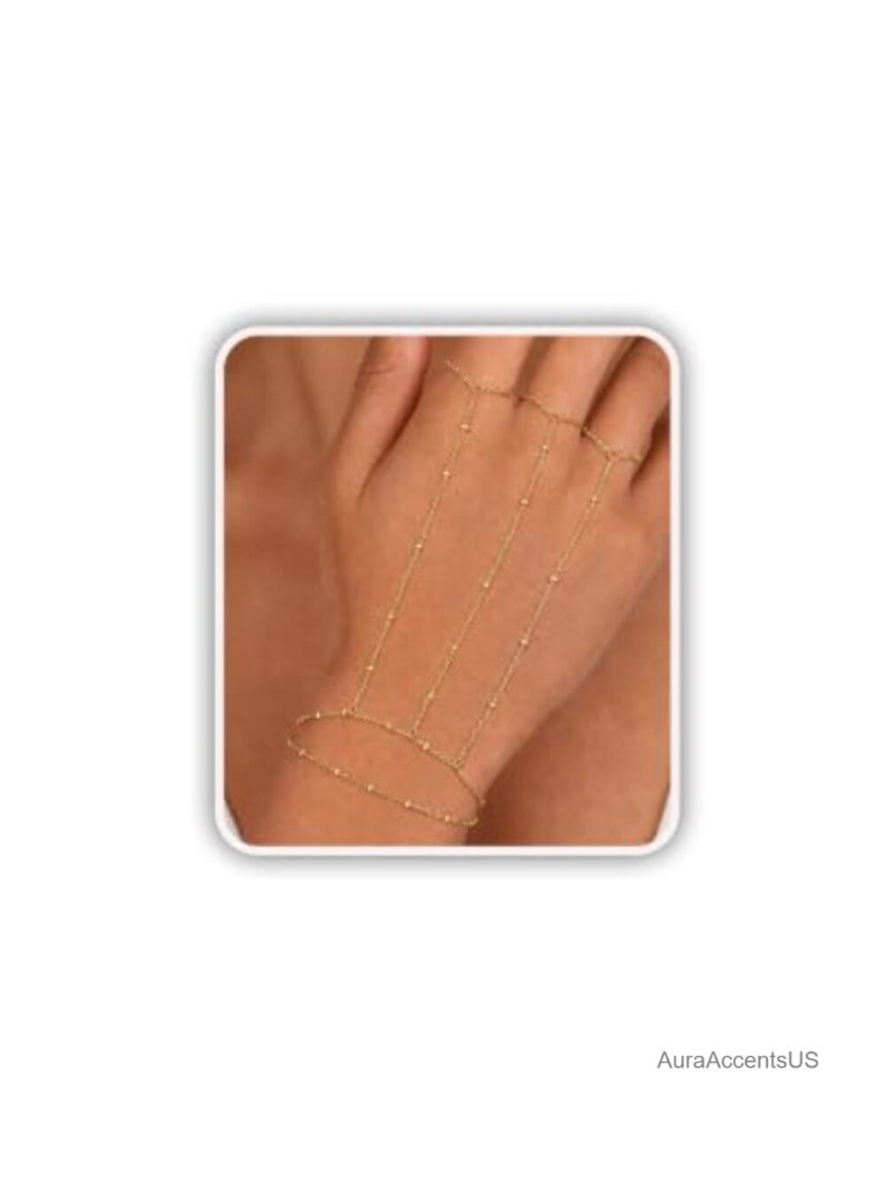 14K Gold Plated Stainless Steel Hand Chain Bracelet with Detachable Finger